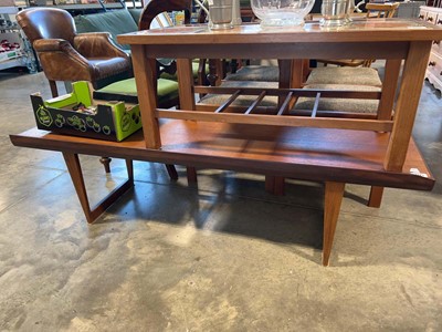Lot 1175 - Mid Century stained teak long coffee table