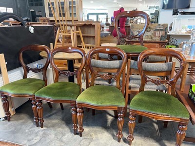 Lot 1178 - Set of 5 mahogany framed balloon back dining...