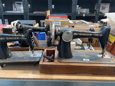 Lot 1195 - 4 various Singer sewing machines for spares...