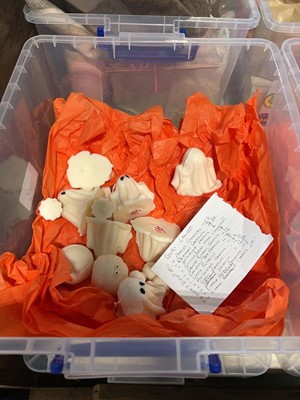 Lot 1094 - Crate containing Goki Halloween themed wax...