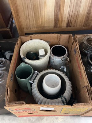 Lot 1111 - Box of ceramic planters, vases and a small...