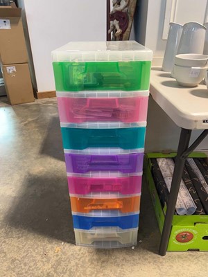 Lot 1114 - Multi-coloured and clear perspex drawer unit...