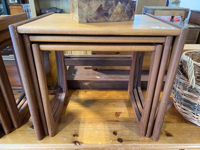 Lot 1126 - Mid century teak nest of 3 coffee tables