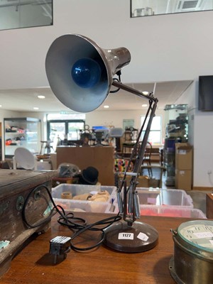 Lot 1127 - Brown metal adjustable desk lamp