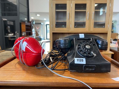 Lot 1139 - 2 vintage telephones, 1 in the form of a pair...