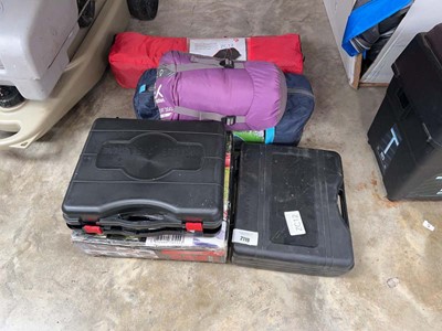 Lot 2119 - Cased Halfords 2 person tent together with a...