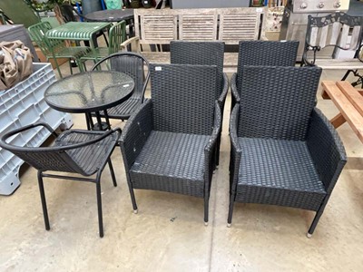 Lot 2141 - Set of 4 black rattan style garden armchairs...