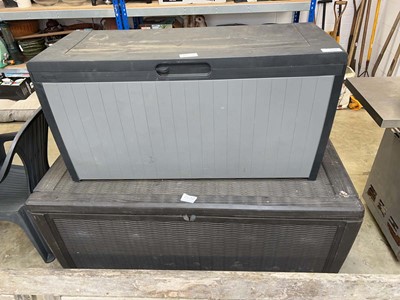 Lot 2143 - 2 various sized outdoor garden storage deck...