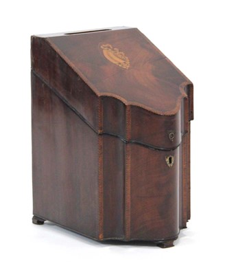 Lot 22 - A George III mahogany, crossbanded and inlaid...