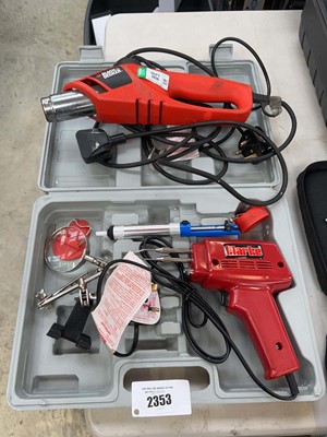 Lot 2353 - Cased Clark electric soldering gun, together...