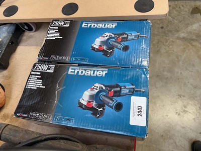 Lot 2447 - 2x Erbauer ERA978GRD 240V angle grinders