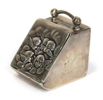 Lot 225 - A silver ring box modelled as a coal scuttle...