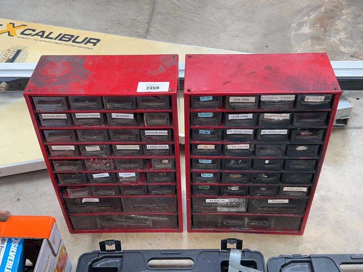 Lot 2359 - 2 screw organisers containing a large qty of...