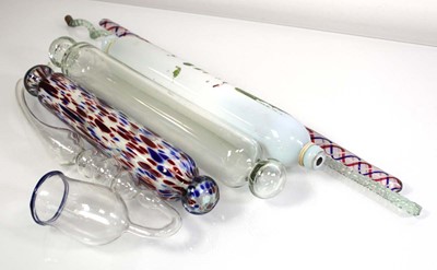 Lot 86 - A group of three Victorian glass rolling pins...