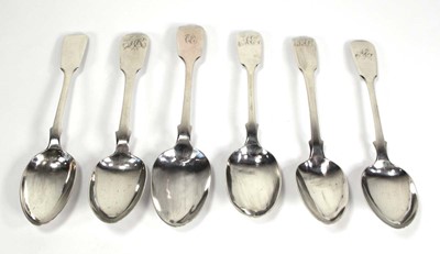 Lot 231 - A pair of Victorian silver fiddle pattern...