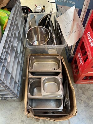 Lot 2555 - 2 crates containing a quantity of stainless...