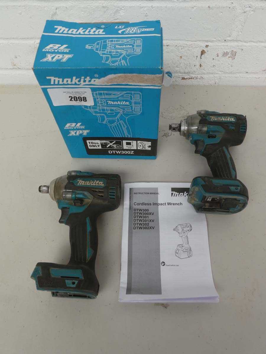 Lot Two Makita LXT 18v cordless impact wrench's...