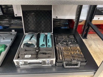 Lot 2418 - Cased Erbauer hole saw kit together with a...
