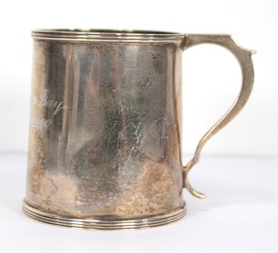 Lot 241 - A silver Christening mug of slightly tapered...
