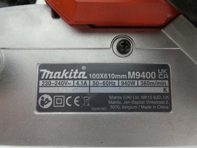 Lot A Makita M9400 100mm 2vov belt sander with...