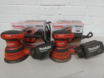 Lot Two Makita M9204 125mm 240v orbital sanders...