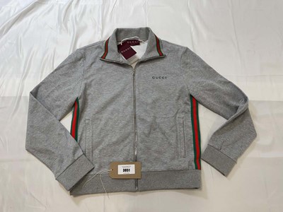 Lot 3851 - Gucci web track top in grey melange size L (50)