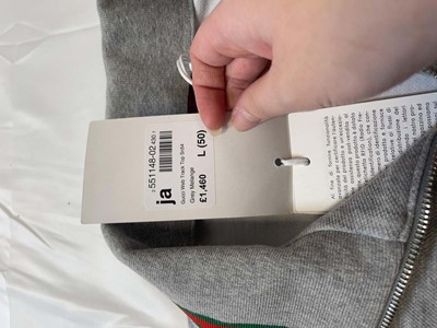 Lot 3851 - Gucci web track top in grey melange size L (50)