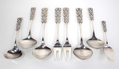 Lot 252 - A group of Norwegian 830-grade silver cutlery...