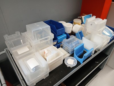 Lot 34 - Trolley contents of Wafer storage boxes and cases