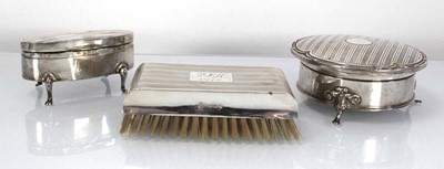 Lot 263 - A silver engine turned brush of rectangular...