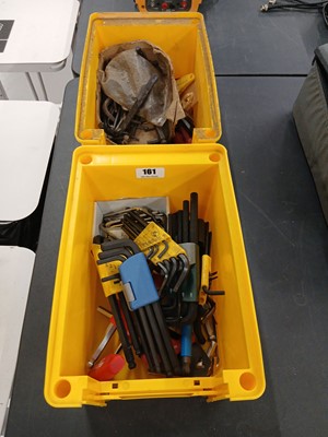 Lot 161 - 2x yellow boxes containing various allen keys...