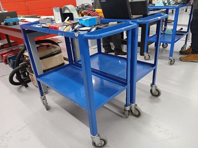 Lot 122 - 3x Slingsby 100cm blue two tier mobile trolleys