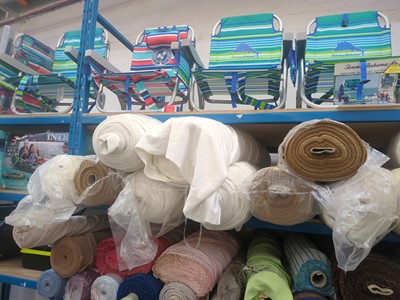 Lot 2364 - 9 large rolls of white and brown fabric/material