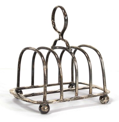 Lot 269 - A silver four slice toast rack, maker SWS&Co.,...