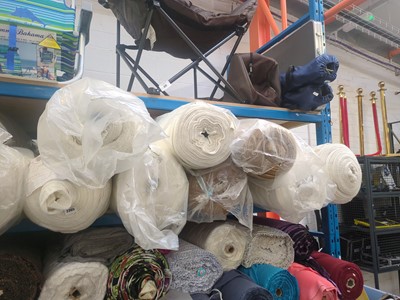 Lot 2365 - 8 large rolls of white and brown material