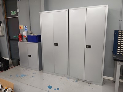 Lot 169 - 2 tall Bisley silver 2 door stationary...