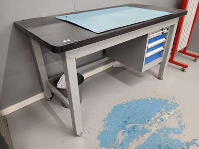 Lot 174 - 150cm engineers bench with 3 drawer filer on...