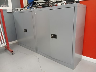 Lot 175 - 2 low Bisley silver 2 door cabinets
