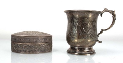 Lot 292 - A metalware Christening mug of typical form...