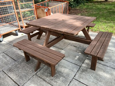 Lot 225 - 3 8 seater garden rectangular picnic benches...