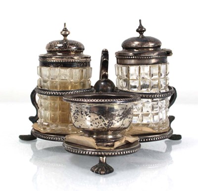 Lot 305 - A Victorian silver three piece cruet set and...