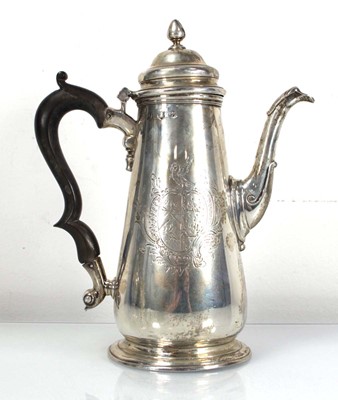 Lot 311 - A George II silver coffee pot of tapered form,...