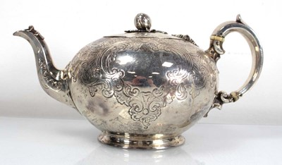 Lot 313 - A Victorian silver teapot of globular form...