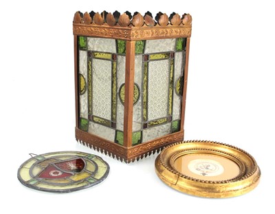 Lot 44 - A stained glass four section lantern, h. 33 cm,...