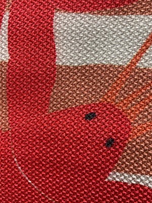 Lot 5027 - Large red striped rug with lobster decoration