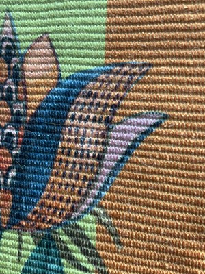 Lot 5029 - Medium size rug with cockatoo on orange...