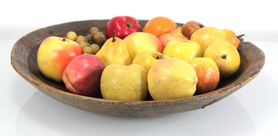 Lot 47 - A collection of wax fruits including grapes,...