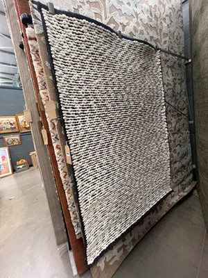 Lot 5066 - Small bobble styled rug in black and white