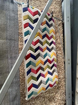 Lot 5072 - Modern runner with multi coloured chevron...