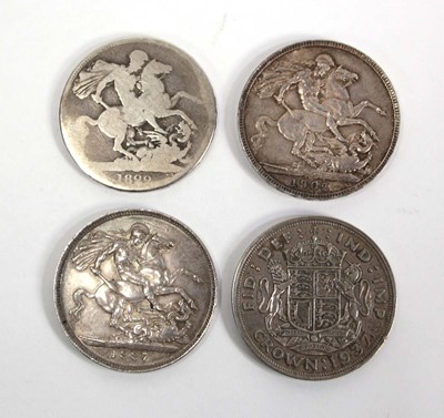 Lot 319 - Four silver and part silver crowns dated 1822,...
